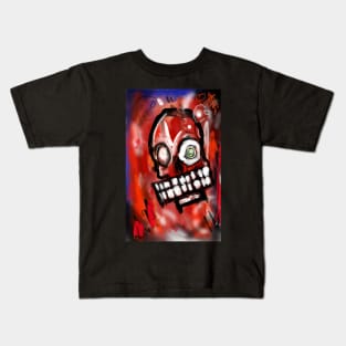 NY Abstract art skull painting Kids T-Shirt